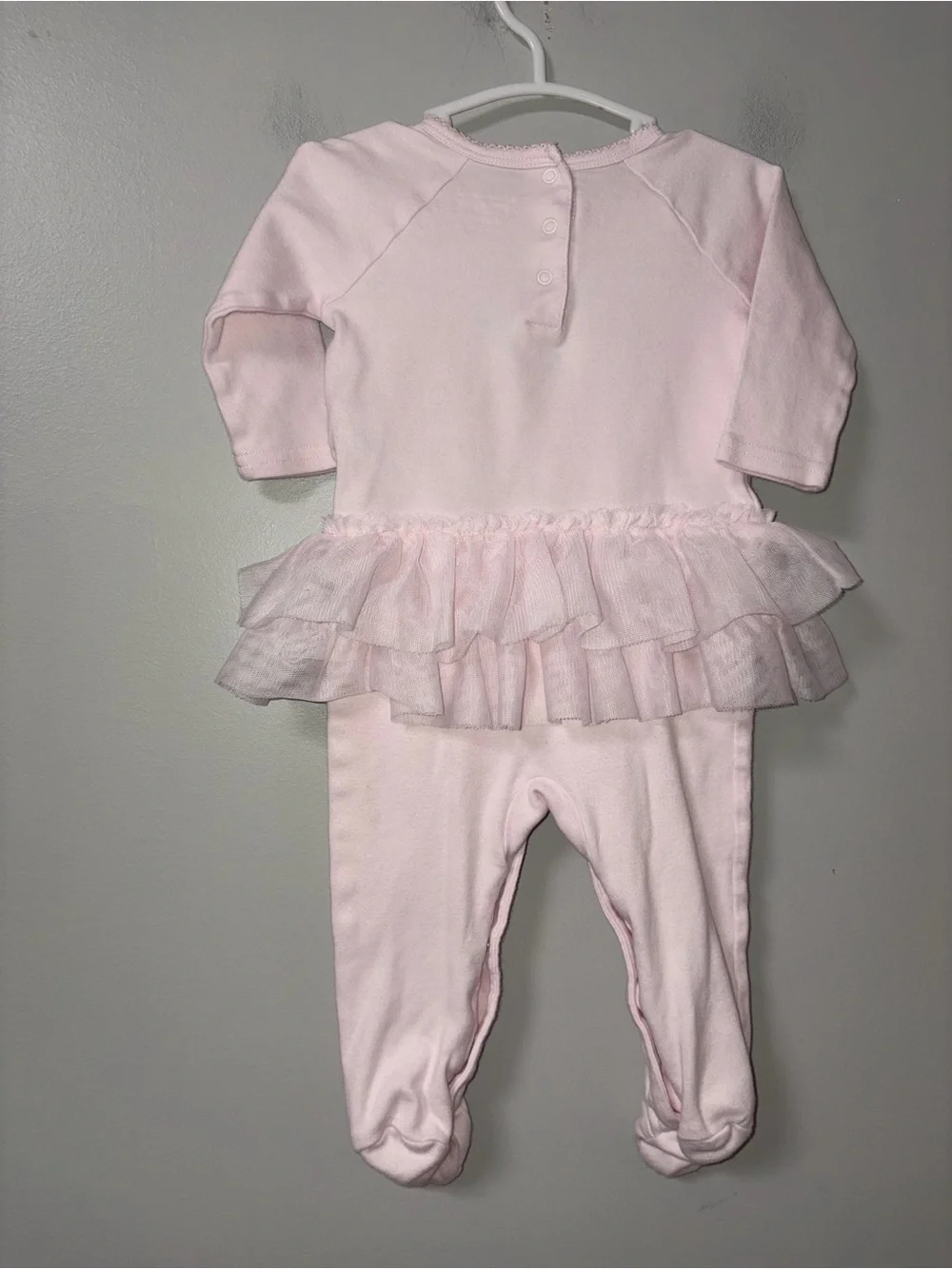 The Children’s Place Light Pink Cat Ballerina Tutu Snap Footie Girls 3-6M